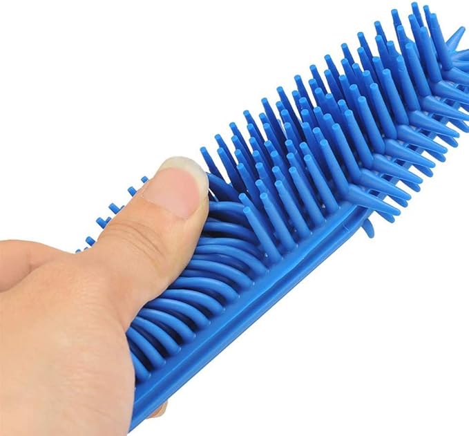 LandHope 2 Pack Pet Hair Removal Tool Pet Hair Remover Rubber Cat Hair Remover Portable for Carpet Clothes Furniture Sofa Leather Car Seat Bath with Massage Effect (Green + Blue)