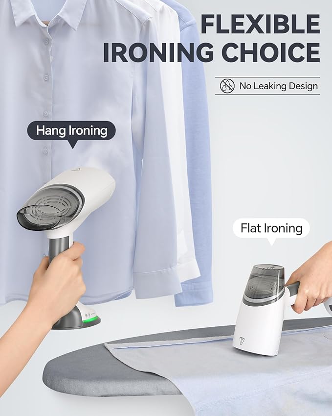 BEAUTURAL Travel Steamer for Clothes Portable Mini with Dual Voltage, Foldable Handheld Garment Fabric Wrinkle Remover, 100-220V Steam Iron for Worldwide Use Such as Europe, 1.6 Pounds