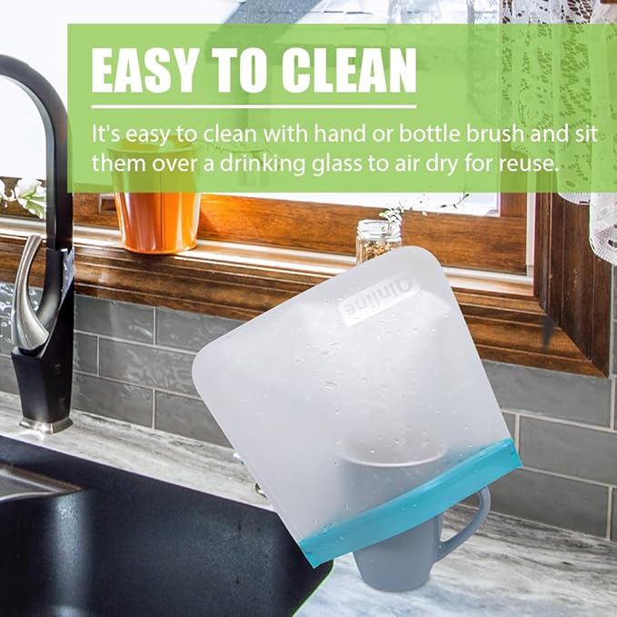 Reusable Food Storage Bags - 10 Pack Freezer Bags, Extra Thick Leakproof Lunch Bags for Salad Fruit Marinate Meats Travel - 10 Sandwich Storage Bag