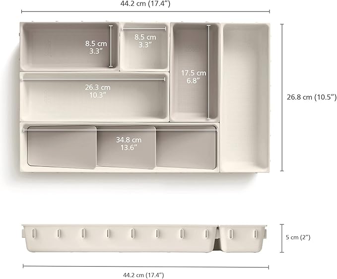 Joseph Joseph Viva - Modular 7-piece Makeup Beauty Drawer Organiser Set, Storage Boxes dividers for makeup, beauty grooming items, cosmetics, hair accessories