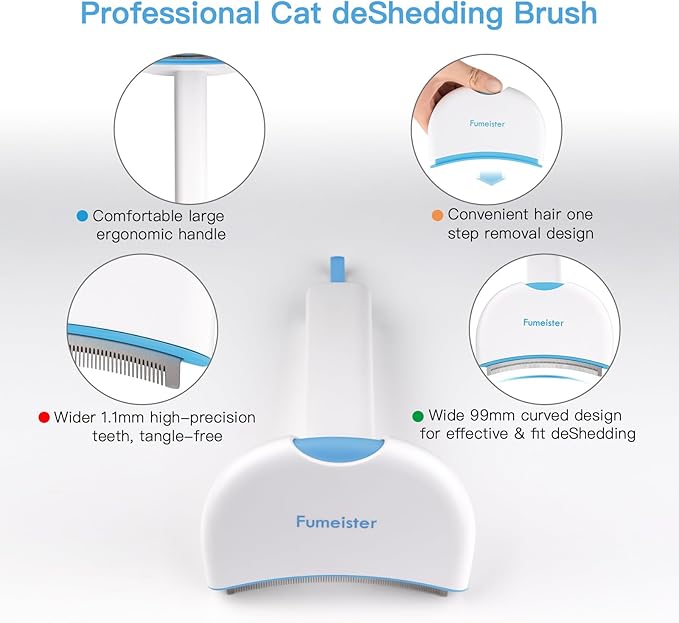 Pet Undercoat Deshedding Tool for Dogs - Wide Curved Undercoat Brush for Effortless Pet Deshedding, Loose Hair Remover for Dogs & Cats (Blue)
