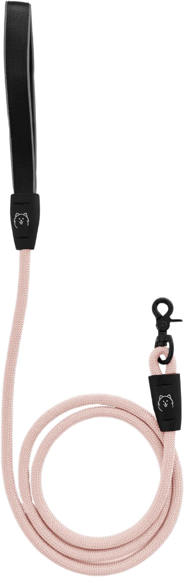 ShawnCo Basecamp Rope Dog Leash- Premium, Durable Pet Leash with Soft Neoprene Padded, Reflective Handle for Small, Medium and Large Dogs (Rose Gold, 6 Feet)