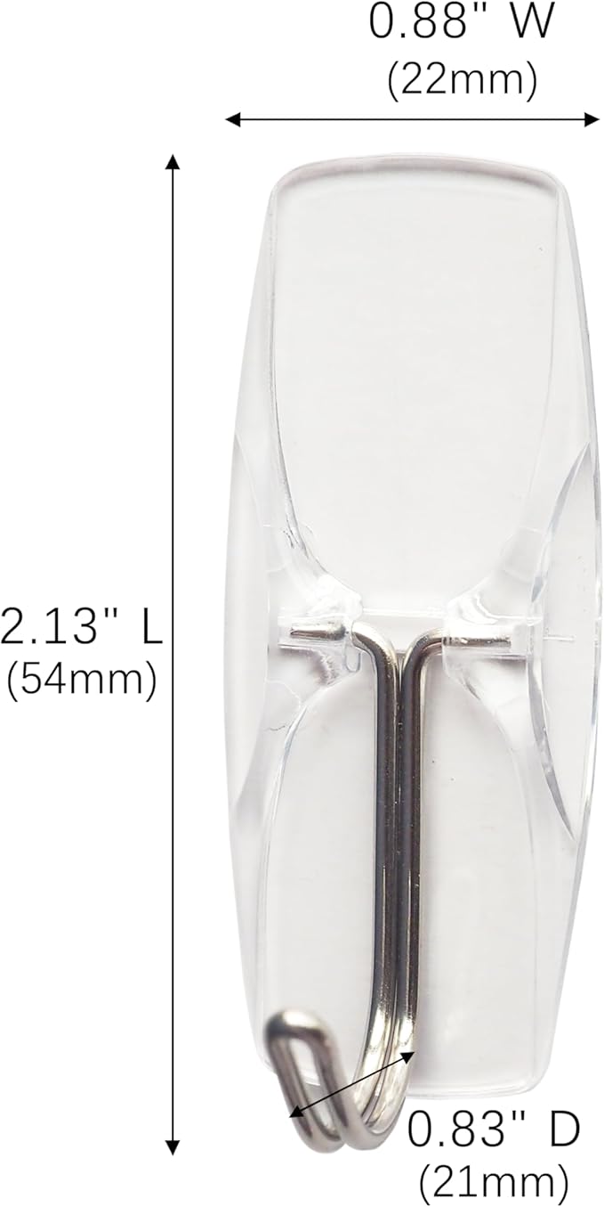 Medium Clear Wall Hooks, 36 Hooks+48 Removable Strips, Wire Hooks with Adhesive Strips Damage-Free, Utility Hooks Heavy Duty, No Tools Wall Hooks for Hanging, Value Pack