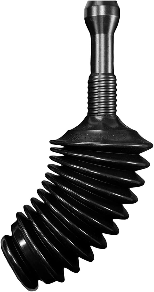 Master Plunger MP500-B3 Heavy Duty Bathroom Toilet Plunger Kit with Short Bucket/Caddy. Equipped with Air Release Valve, Black