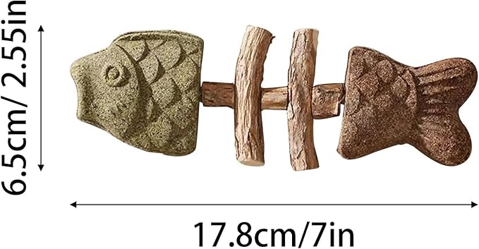 Fix Your Cat’s Dental Health, Creative Fish Bone Cat Toy – Wooden Catnip Teeth Cleaning Stick, Natural Fishbone Cat Dental Toy, Durable Feline Tooth Care Tool (3pcs-Mix)