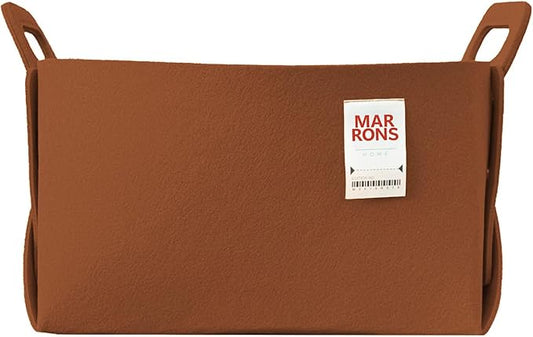 Collapsible Felt BROWN Storage Bin Large 14.6"x9.4"x9.4" – Foldable Basket with Handles for Closet, Laundry Room Organization, Toy Storage, Decorative Storage Bins for Shelves, Nursery Storage