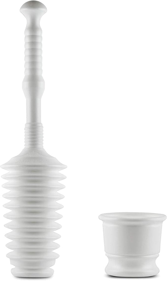 Master Plunger MP500-B4 Heavy Duty Bathroom Toilet Plunger Kit with Short Bucket. Equipped with Air Release Valve, White