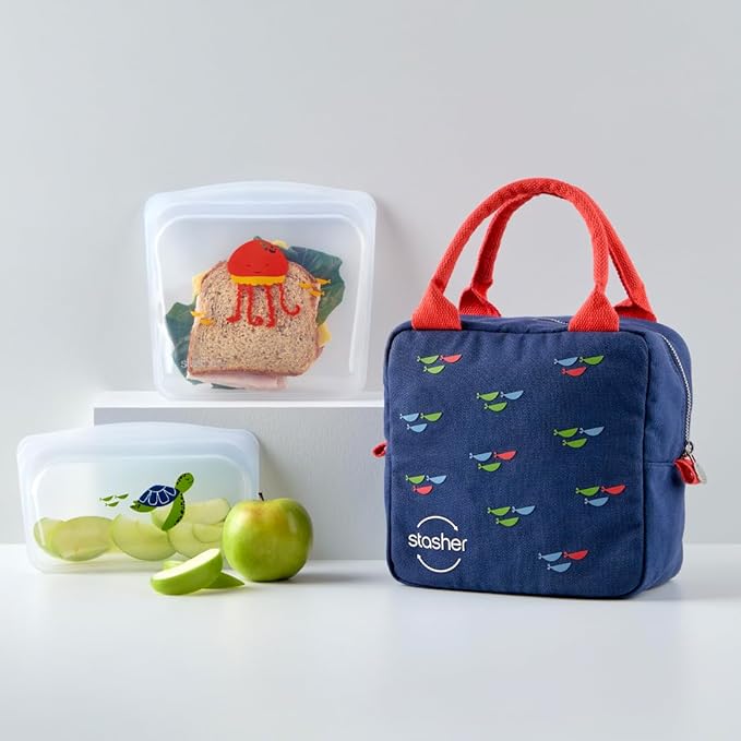 Stasher Premium Silicone Reusable Food Storage Bags & Lunch Bag, 3-Pack, Multi-Use Lunch Bag, Travel Containers, BPA Free, Leak-free, Dishwasher Safe, Eco-friendly
