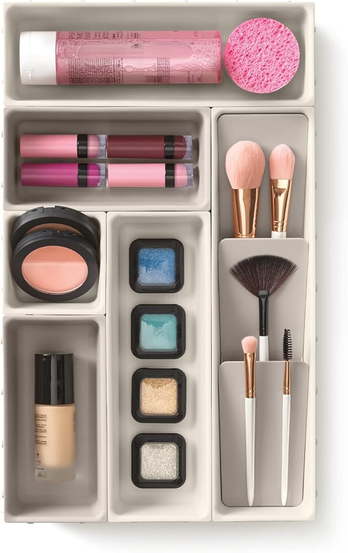 Joseph Joseph Viva - Modular 7-piece Makeup Beauty Drawer Organiser Set, Storage Boxes dividers for makeup, beauty grooming items, cosmetics, hair accessories