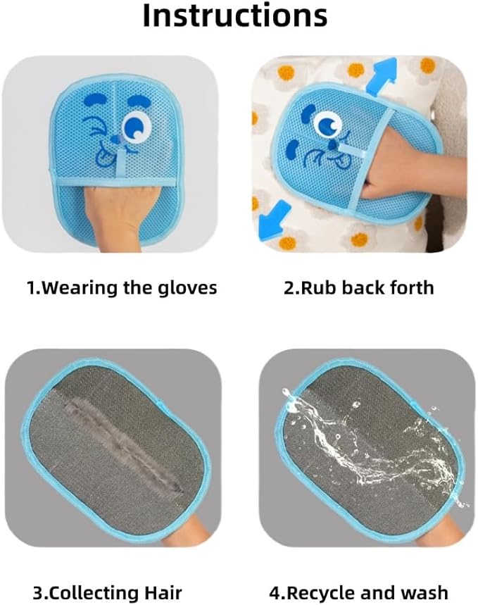 2025 Thickened Electrostatic Pet Hair Removal Gloves for Dogs & Cats，Reusable & Washable Cat Hair Removal Glove, Pet Hair Remover Tool for Furniture Clothing, Couch, Carpet, Car Seat, Bed