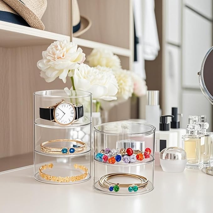 Belt Organizer, 5-Tier Acrylic Belt Storage & Holder for Closet - Clear Jewelry Organizer Case, Space Saving Display for Belts, Ties