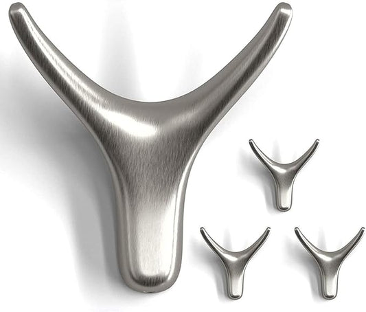 4 Packs Towel Hooks,Coat Hook Cow Head Wall Hooks, Metal Heavy Duty Wall Hooks for Hanging Coats, Hats, Bags, Kitchenware and Towels in Living Room, Kitchen, Bedroom and Bathroom (Silver)