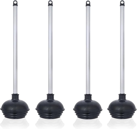 NEIKO 60190A Toilet Plungers, 4 Pack, Patented All-Angle Design, Heavy Duty, Aluminum Handle, Residential, Commercial, and Industrial Building Sanitation Use