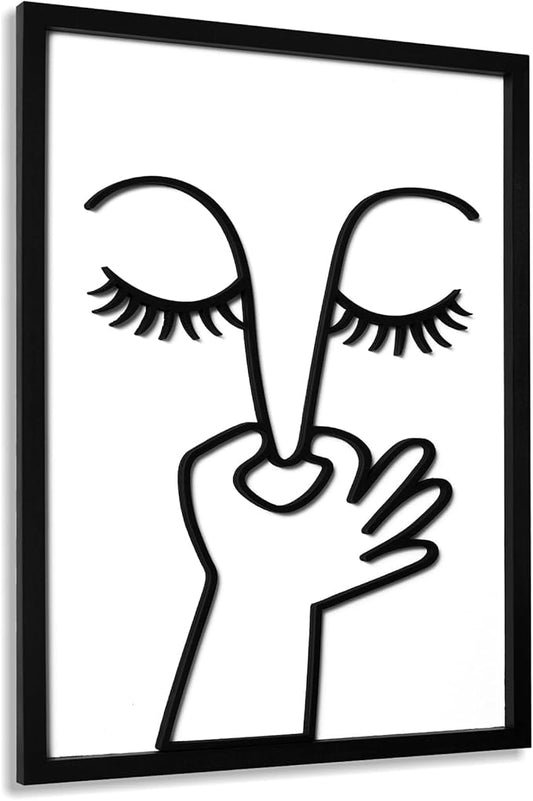 KIOSSUT 3D Wood Framed Black and White Bathroom Wall Art, Cute Toilet Pictures for Bathroom Signs Decor (Ready to Hang, 12 x 16 inches, Art Print)