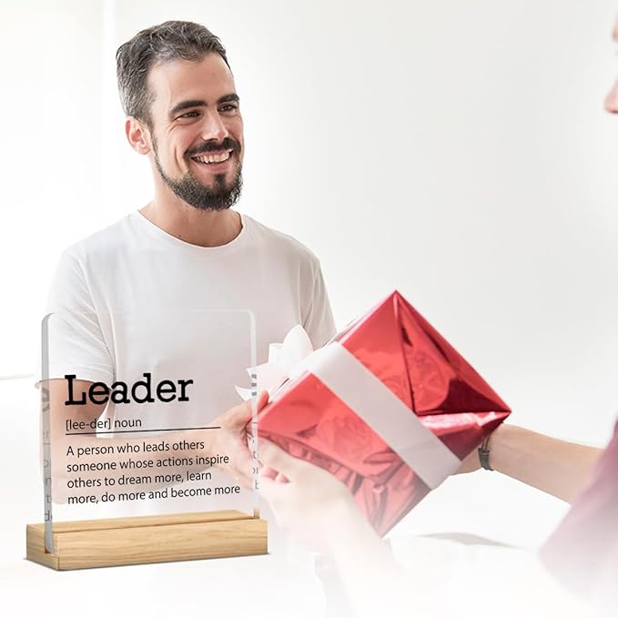 Funny Boss Gifts for Women Men Office Decor Acrylic Plaque Leadership Thank You Gifts for Boss Manager Mentor Inspirational Leader Journal Gift 4x4 Inches