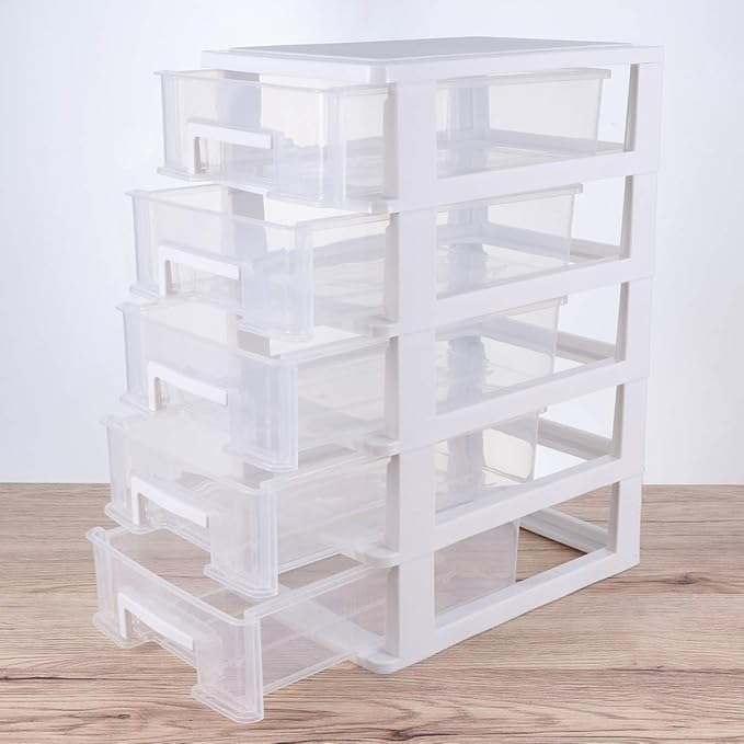 SAFIGLE 4 Drawer Storage Cabinet - Clear Plastic Desktop Organizer for Office Bathroom and Living Room - Stylish and Functional Drawer Organizers