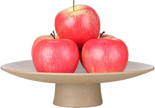 Ceramic Pedestal Decorative Bowl, Large Fruit Bowl Modern Ceramic Pedestal Bowl with Wavy Pattern, Rustic Decorative Bowl for Home Decor, Kitchen Counter, and Entryway