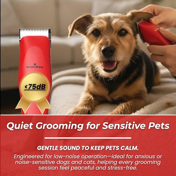 Professional Dog Clippers for Grooming | High-Performance 2-Speed Corded Shears for Thick, Curly Coats & Matted Hair | Low-Noise Pet Grooming Kit with Heavy Duty Hair Trimmer, Red