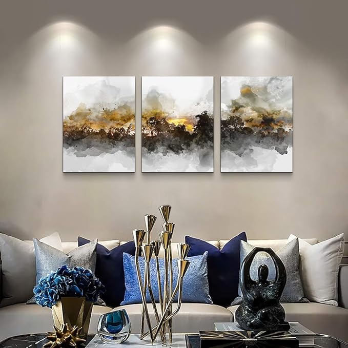 Wall Art For Living room Black and white abstract painting bathroom Wall Decor for bedroom artwork Painting 16" x 24" 3 Pieces Canvas Prints Decor Modern Salon kitchen office Home decorations picture