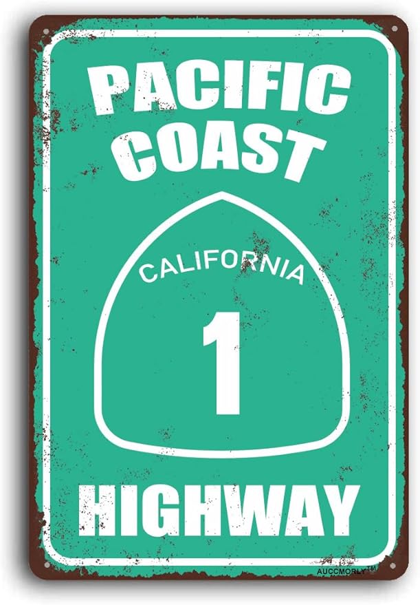 Aluminum Pacific Coast Highway Sign California Decor, Metal Street Road Sign for Summer Decor 12"x16"