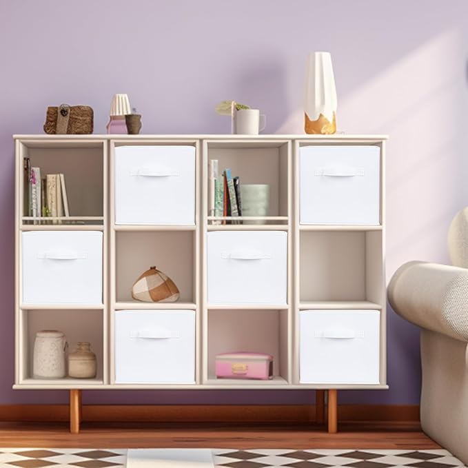 ShellKingdom Storage Bins, Foldable Fabric Storage Cubes and Cloth Organizer Drawer for Closet and Toys, 2 Pack (White)