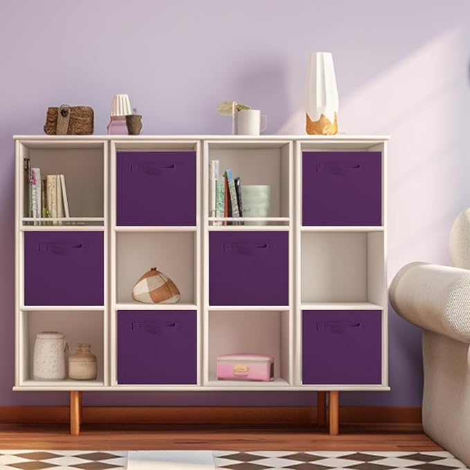 ShellKingdom Storage Bins, Foldable Fabric Storage Cubes And Cloth Storage Organizer Drawer For Closet And Toys Storage, 6 Pack (Purple)