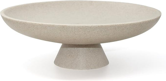 Modern Resin Pedestal Decorative Bowl, Large Fruit Bowl for Kitchen Counter, Stylish Key Bowl for Entryway Table, Beige