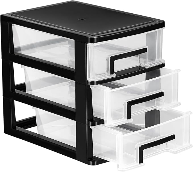 Clear Desktop Drawer Storage Organizer Rack Three-layer Transparent Cabinet for Efficient Space Management for Makeup Office Supplies and Home Organization