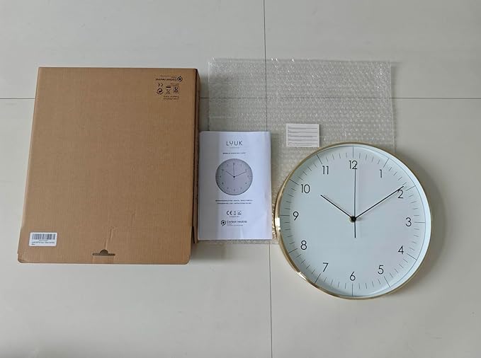LUUK LIFESTYLE Silent Quartz Wall Clock, Nordic and Minimalist Design, Interior Decoration for Living Room, Kitchen, Bedroom, White and Gold