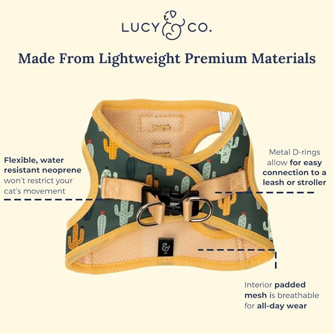 Lucy & Co. Looking Sharp Step-in Cat Harness & Leash Bundle – Reflective, Breathable & Adjustable Harness for Cats, Kittens & Small Dogs, Lightweight & Secure and Dual Leash Clips – Small