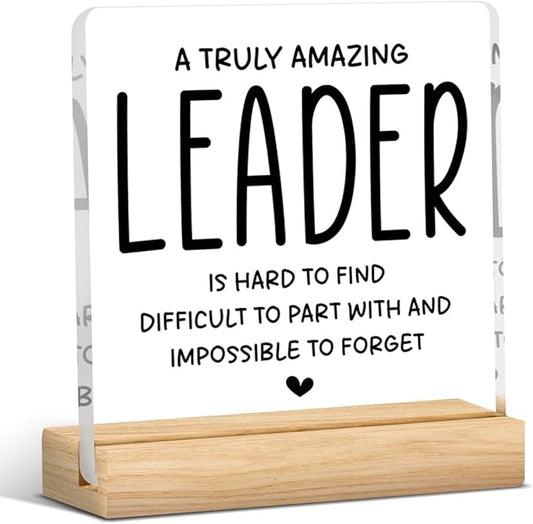 Funny Boss Gifts for Women Men Office Decor Acrylic Plaque Leadership Thank You Appreciation Gifts for Boss Manager Mentor Inspirational Gift 4x4 Inches