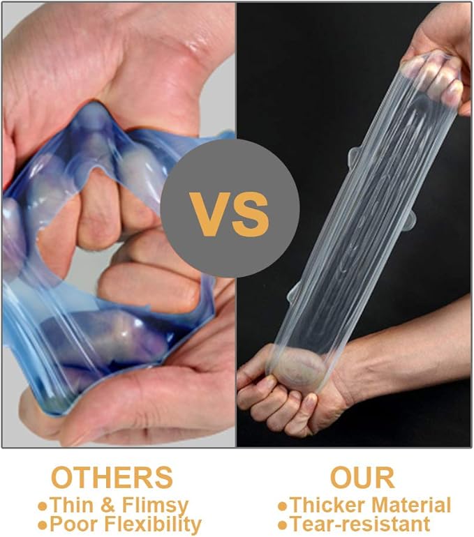 4 Pack Same Size Silicone Stretch Lids, Thicker Reusable Sturdy Silicone Container Cover, Expandable Food Storage Covers, Dishwasher and Freezer Safe, 5.71in(14.5cm)