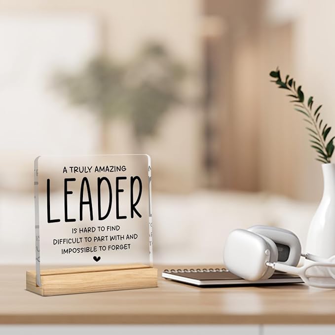 Funny Boss Gifts for Women Men Office Decor Acrylic Plaque Leadership Thank You Appreciation Gifts for Boss Manager Mentor Inspirational Gift 4x4 Inches