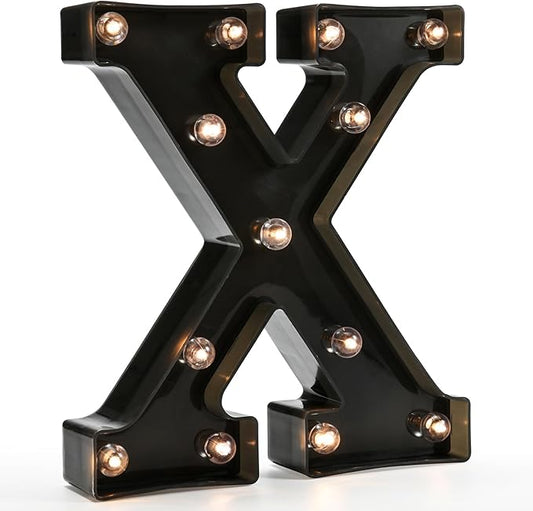 OYCBUZO Light Up Black Alphabet Marquee Letters Sign LED Marquee Number Lights Sign for Night Light Home Bar Christmas Lamp Birthday Party Wedding Decoration X