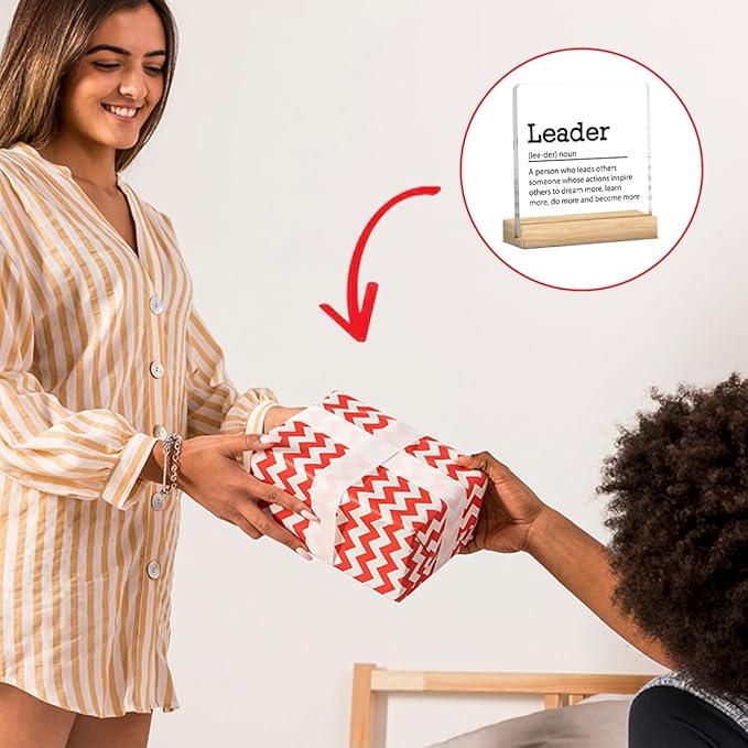 Funny Boss Gifts for Women Men Office Decor Acrylic Plaque Leadership Thank You Gifts for Boss Manager Mentor Inspirational Leader Journal Gift 4x4 Inches