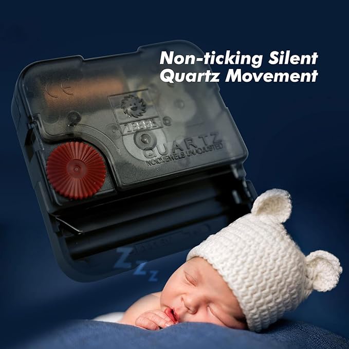 SCAOGE Industrial Wall Clock with Day Week Temperature Grayish Blue Non-Ticking Digital Clocks Large Display Battery Operated Wall Mount Analog Clock with Date for Living Room Bedroom Decor 12 Inch