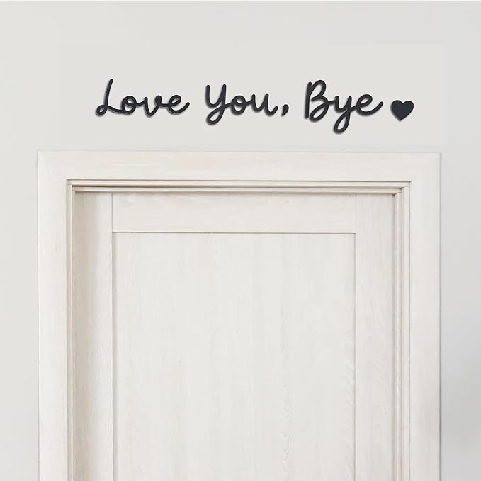 2 Pcs Love You Bye Wood Sign Above Door, Wooden Decor Sign for Home,Windows and Walls Art Decor (Black, Medium size)