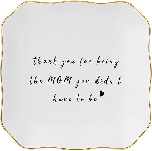 Bonus Mom Stepmom Gifts Ring Dish Trinket Jewelry Tray, Birthday Christmas Valentines Mother's Day Gift - Thank You for Being the Mom You Didn't Have to Be