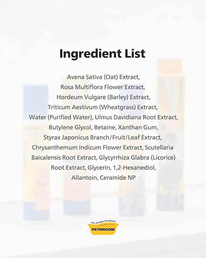 PETHROOM] Unscented Cat Moisture Mist – Natural Leave-In Conditioner Spray for Cats – 95% Plant Extracts– Hydrating, Detangling, Static & Dander Control, 100% EWG Green