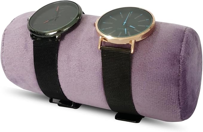 Velvet Bangle & Bracelet Organizers and Storage Small Jewelry Travel Organizer Roll, Compact Jewelry Case for Bangles, Bracelets, Watches(Light Purple)