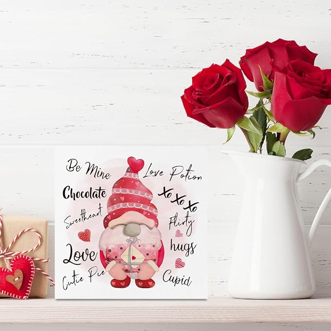 Valentine Decorations for Home Gnome Valentines Decor Rustic Romantic Valentines Day Anniversary Decorations for Boyfriend Girlfriend Gifts 5 X 5 Inchs