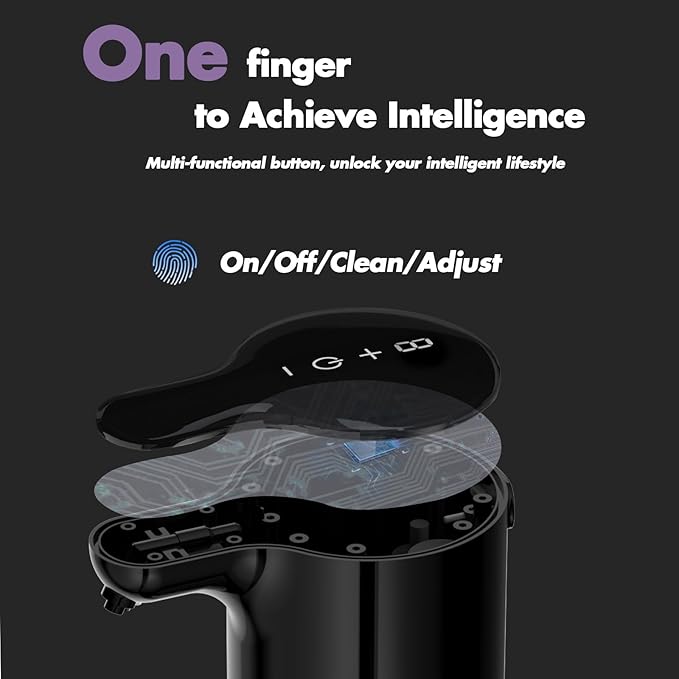 YIKHOM Automatic Liquid Soap Dispenser, Dish Soap Dispenser 8 Volume Control Adjustable, 15.37 oz/450mL Touchless Sanitizer Dispenser, Motion Sensor Soap Pump for Kitchen Bathroom, USB C Rechargeable