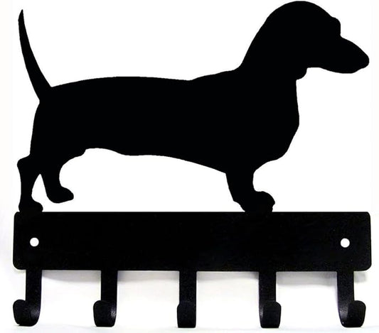 Dachshund Key Holder for Wall - Small 6x5 inch with 5 Hooks - Made in USA