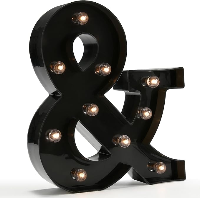 Light Up Black Alphabet Marquee Letters Sign LED Marquee Number Lights Sign for Night Light Home Bar Christmas Lamp Birthday Party Wedding Decoration &