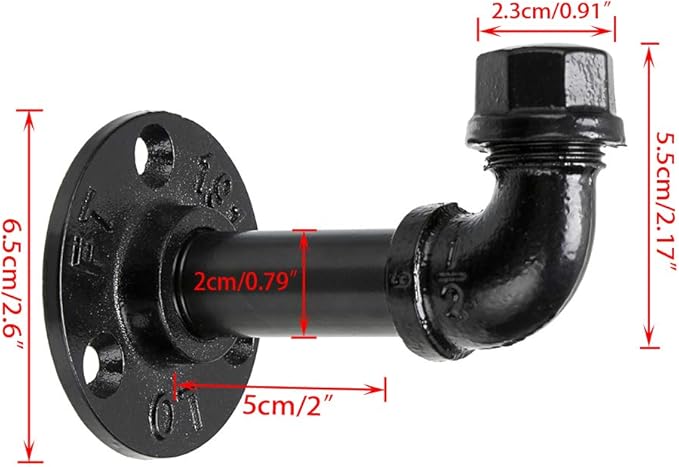 Sumnacon 3 Pcs Industrial Pipe Coat Hook Racks - Heavy Duty Rustic Clothes Towel Holder Hanger, Wall Mounted with Hardware for Home, Office, Electroplated Black Finish