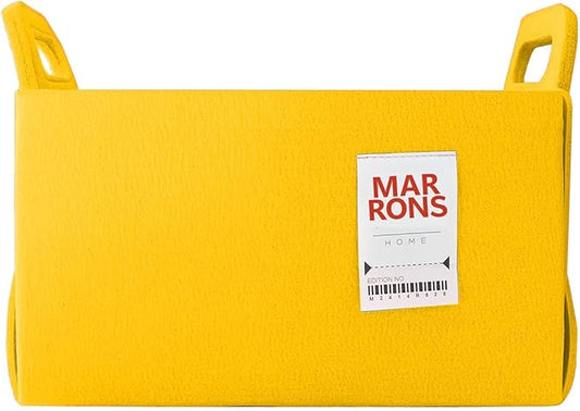 Collapsible Felt YELLOW Storage Bin Medium 11"x7.1"x7.1" – Foldable Basket with Handles for Closet, Toy Storage, Laundry Room Organization, Decorative Storage Bins for Shelves, Cube Storage