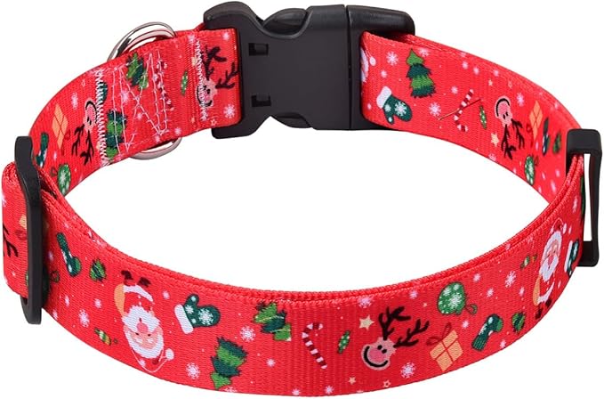 Christmas Dog Collar - Premium Adjustable Dog Collar for Small Medium Large Dogs (Christmas,L)
