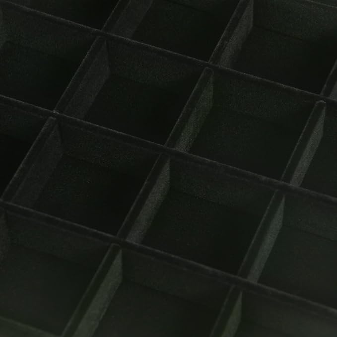 Coward 2PC Black Velvet Stackable 24 Gird Jewelry Organizer Tray Necklace Earring Box Storage Drawer Ring Earring Display Holder (24grid+24grid)