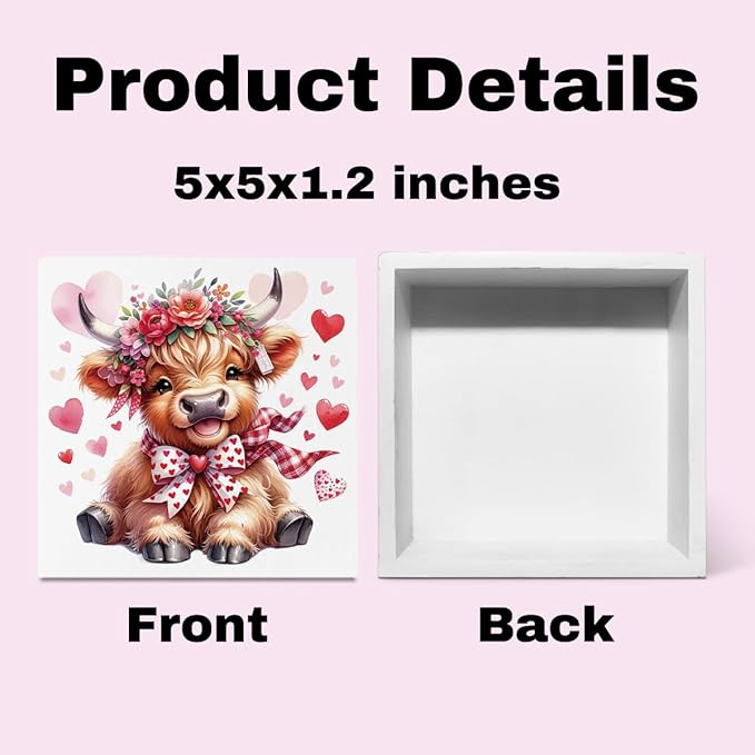 Valentine Decorations for Home Highland Cow Valentine Decor Valentines Day Decorations for Table Valentine's Day Decor Gifts for Boyfriend Girlfriend 5 X 5 Inches