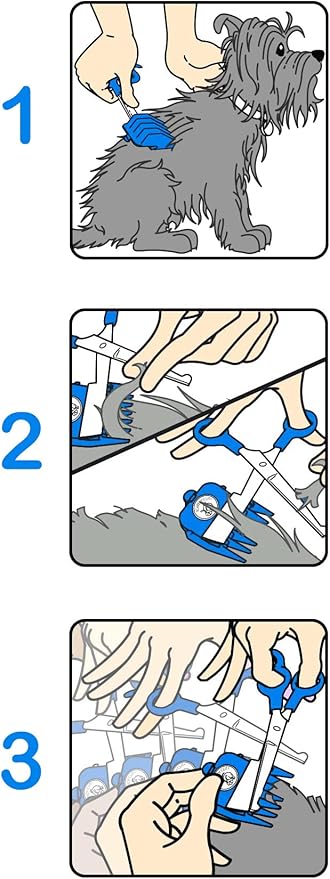 SCAREDY CUT Silent Pet Grooming Kit for Dogs, Cats and All Pet Grooming - A Quiet Alternative to Electric Clippers for Sensitive Pets (Right-Handed Blue)